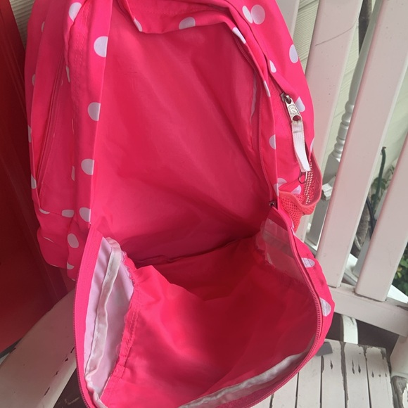 Jansport Big Student Backpack | Pink & White Polka Dots - Picture 6 of 16